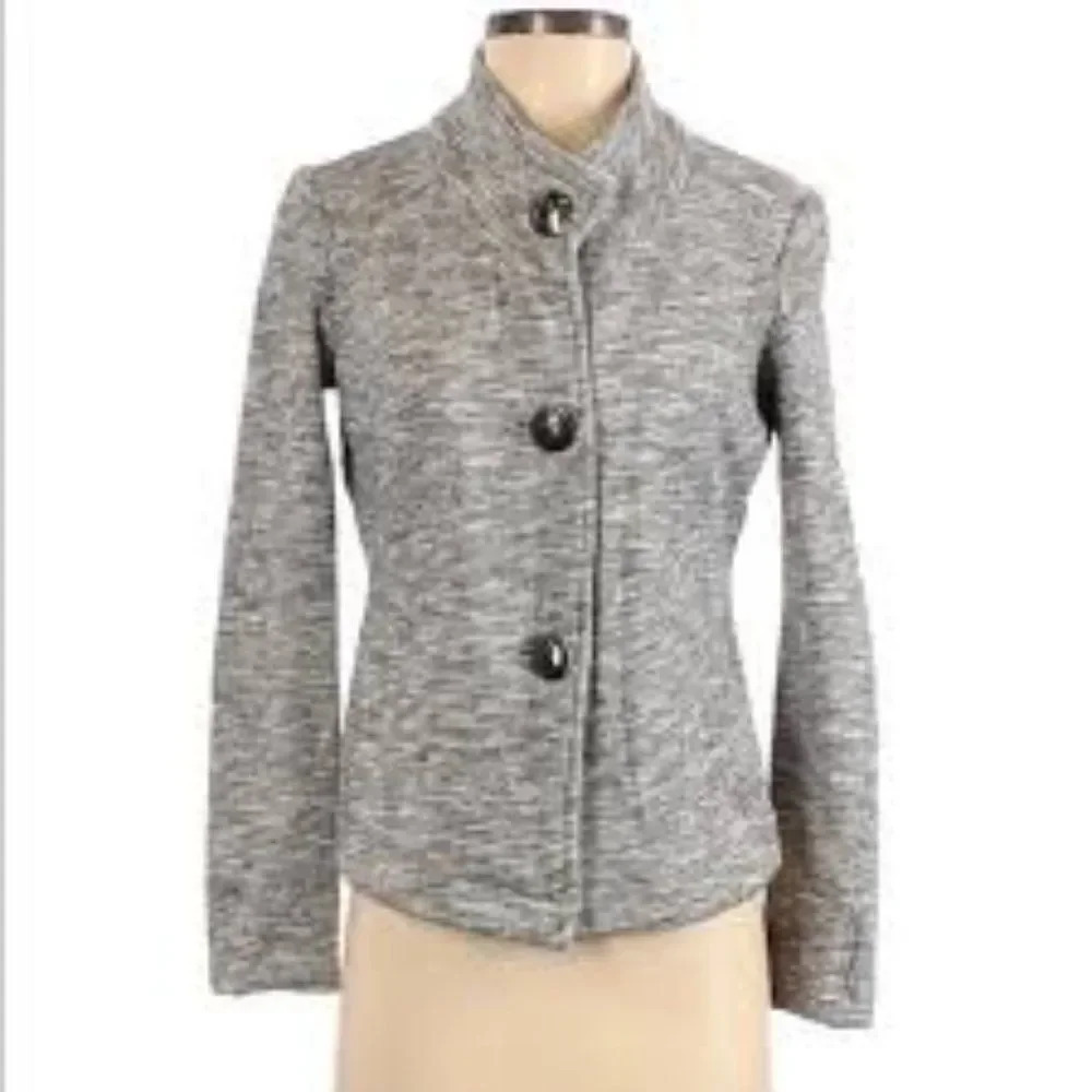 Cabi Hourglass Fleece Lined Heathered Gray Blazer Up Jacket Size Small Style 596
